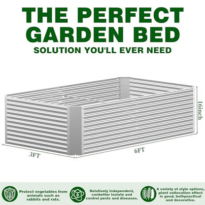 Galvanized Steel Raised Garden Bed, Extra Large Outdoor Planter Box for Vegetables & Herbs, Rust-Resistant and Easy to Clean DIY Garden Box (3, 6×3) - size: 6×3