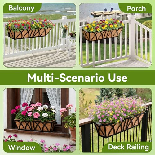 Halatool 24 Inch Railing Planter Box, 2 Pack Heavy Duty Window Box Planters - color: X-shape