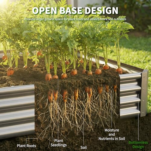 Galvanized Raised Garden Bed,Outdoor Planter Box Metal Patio Kit Planting Bed for Vegetables Flowers Herb (Galvanized, 8x4x1ft-2p) - size: 8x4x1ft-2p