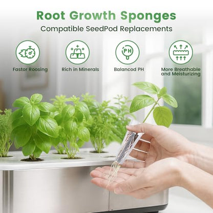Hydroponic Pods Kit, Compatible with AeroGarden, 201Pcs - size: 201pcs-50 Grow Sponges&Labels&Baskets&Domes