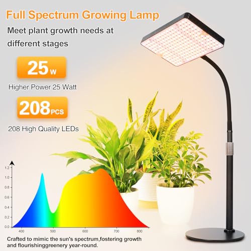 25W Desk Grow Lights for Indoor Plants, Bonsai, Seed Starting - size: 1 Head