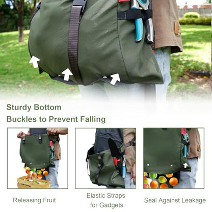 Gardening Apron Waterproof Cross Back Apron, Extra 600D Heavy Duty Apron Harvest and Large Quick Release Pockets - color: Green, size: Medium