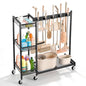 VEVOR Broom Holder with Cleaning Supplies Organizer, Garage Storage Metal - size: Medium