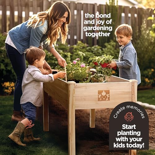 Cedar Raised Garden Bed with Legs, Outdoor Planter Box 48x24x30, 200lb