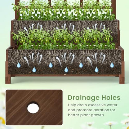 HAPPYGRILL Raised Garden Bed with Trellis & Legs