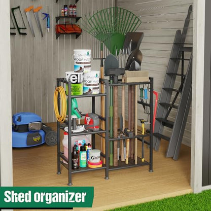 keomaisyto Garden Tool Organizer with Large Hooks, Garage Storage Rack - size: 29.5"W*11.8"D*31.1"H