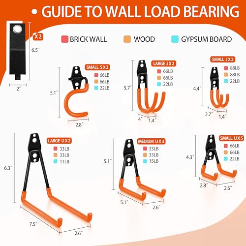 18 Pack Garage Hooks Heavy Duty - Anti-Slip Coating - color: Orange, size: 18pack