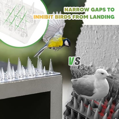 Zipcase 49.5 ft Transparent PVC Bird Spikes, Dual-Length Spikes, 36 Pack