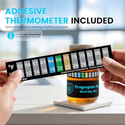 Wrap Around Kombucha Heater Belt | Propagate Pro Brewing and Fermentation Heat Mat Warmer | Keeps Your SCOBY Happy and Productive with Stickon Thermometer - size: 3x20 Heat Mat + Heating Thermostat