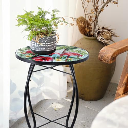 VCUTEKA Outdoor Side Table,14" Patio Accent Table Bistro Coffee End Table - color: Pink