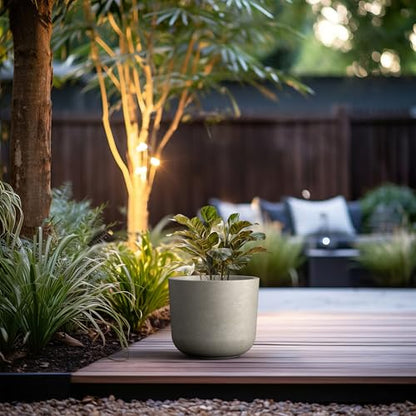 Kante Large Round Capsule Weathered Concrete Planter 13.2" Dia, Outdoor - color: Weathered Concrete, size: 13.1"Dia (Single)