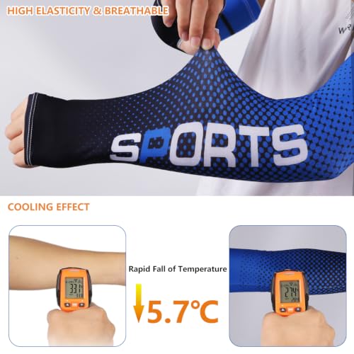 Bacophy UV Protection Arm Sleeves Cooling Cover for Men Women 6 Pairs - color: Orange+green+deep Blue+light Blue+grey*2