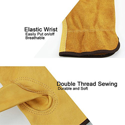 OZERO Leather Work Gloves, Gardening Gloves, Flex Grip, 5 Pairs, Medium - color: Gold(5 Pair), size: Medium