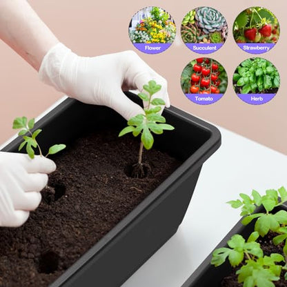 Railing Planter Box 4 Pack Window Boxes Planters with Flower Box Brackets - color: Black+white Brackets