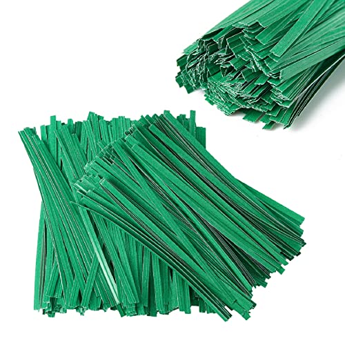 500 Pcs 5" Green Paper Twist Ties, Bread Ties Twisty-Ties for Party Cello Candy Bread Coffee Bags Cake Pops - color: Green