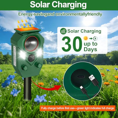 Solar Powered Ultrasonic Animal Repeller with PIR Sensor, 1 Pack - size: 1 Count (Pack of 1)