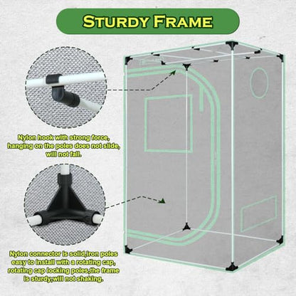 24"x36"x60"6000D Mylar Hydroponic Growing Tent for Plants - size: 24"x36"x60"