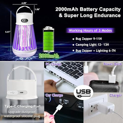 Bug Zapper Indoor Outdoor Mosquito Zapper, LED Rechargeable Fly Zappers
