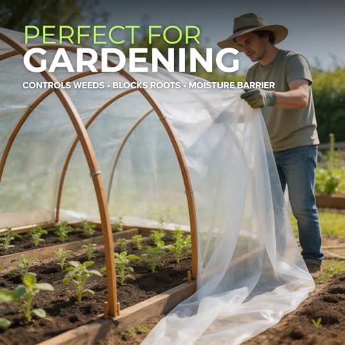 Plastic Sheeting (10' x 25') Long, 3 Mil (2 Pack) - UV Protection Poly Sheeting Polyethylene Film, Heavy Duty Greenhouse Plastic Sheeting