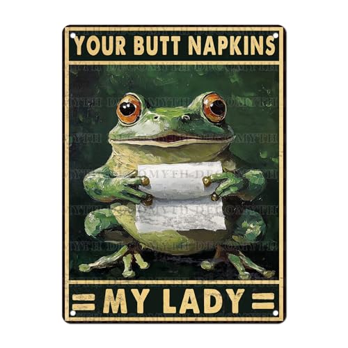 Funny Frog Bathroom Toilet Decor Metal Sign Frog Your Butt Napkin My Lord Vintage Tin Sign for Bedroom Toilet or Bathroom Wall 12 * 16inch - color: Frog Sign, size: 30X40cm(12*16in)