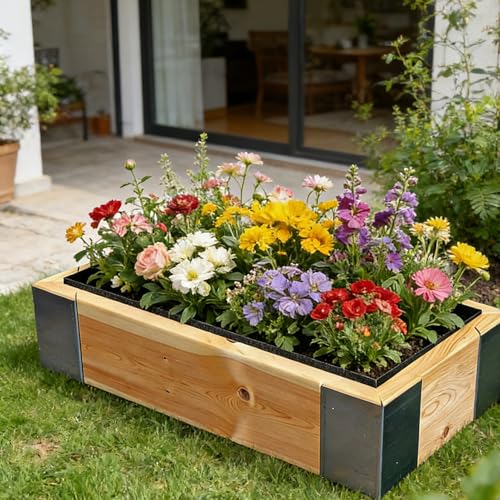 CIEOVO Raised Garden Bed Liner Thick Fabric Raised Garden Bed Breathable Drainage Rectangle Grow Bags with Handles Fabric Garden Bed for Outdoor Raised Garden Beds Holds Soil, 4 x 2 x 1ft