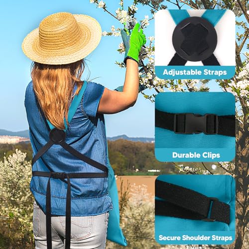 Gardening Apron with Bottom Quick Release Kangaroo Pocket for Women, Men - color: Blue