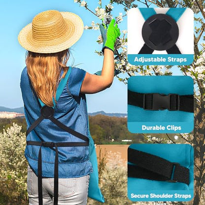 Gardening Apron with Bottom Quick Release Kangaroo Pocket for Women, Men - color: Blue