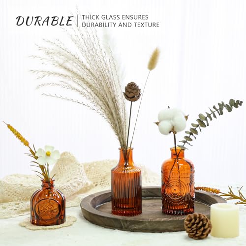 SUPMIND Glass Bud Vases Set of 12, Small Dark Brown Flower Vases in Bulk - color: Amber, size: 12Pcs