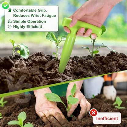 M METERXITY 1-Set Seed Planter Tool, Plastic Hand Dibber Garden Tool with Handle for Sowing Seeds/Transplanting/Planting Bulbs, Handheld Digging Hole Punch Adjustable Dispensers [Light Green] - color: Light Green