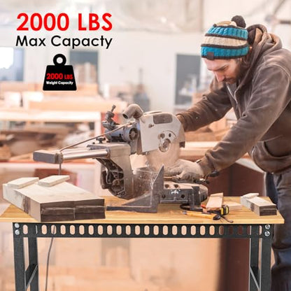 OLBRUS 48" Adjustable Workbench with Power Outlet and Wheels - size: 48"Power Outlets-Wheel