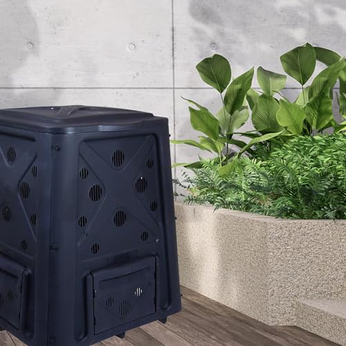Redmon Outdoor Compost Bin with Lift Off Lid, 65 Gallon, Black