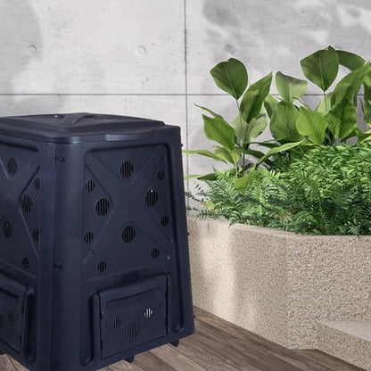 Redmon Outdoor Compost Bin with Lift Off Lid, 65 Gallon, Black