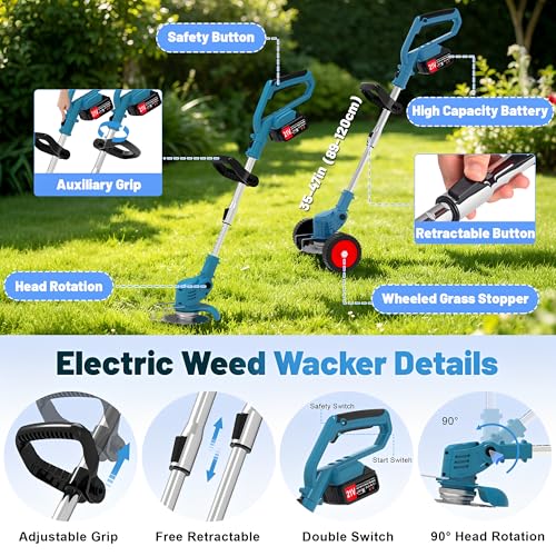 Electric Weed Wacker 21V 2× Battery Powered Eater
