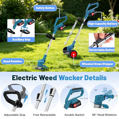 Electric Weed Wacker 21V 2× Battery Powered Eater