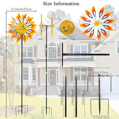 Stargarden Sunflower Wind Spinners, Large Metal Wind Sculptures - color: Large-sunflower