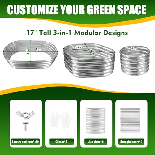 TBMLC Oval Silver Galvanized Planter Box,Metal Raised Garden Bed 4X2X1.4 FT - color: Silver, size: 4X2X1.4 FT