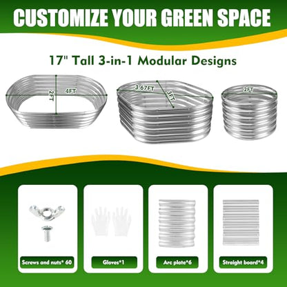 TBMLC Oval Silver Galvanized Planter Box,Metal Raised Garden Bed 4X2X1.4 FT - color: Silver, size: 4X2X1.4 FT