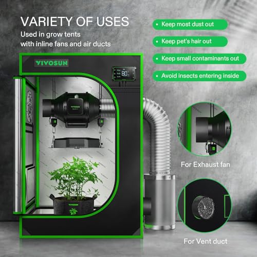 VIVOSUN 2-Pcs Grow Tent Vent Cover 4" Duct Filter Vent Covers - size: 4 Inch