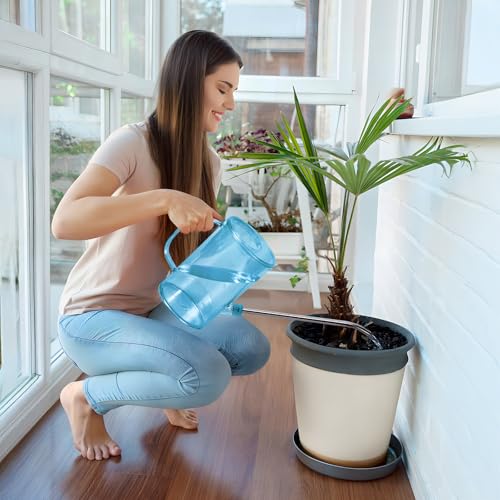 Plastic Watering Can - Small with Long Spout - 1/4 Gallon - 34 Oz - Blue - color: Blue