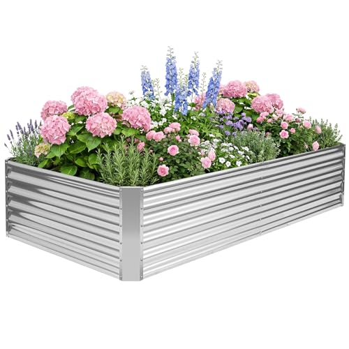 Galvanized Raised Garden Bed Kits, 8x4x1.4ft Planter Box Silver - color: Silver, size: 8x4x1.4ft (1pcs)