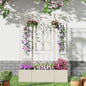 Metal Planter Box with Trellis, Outdoor Raised Garden Bed, Beige - color: Beige