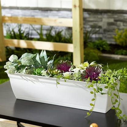 The HC Companies Eclipse Window Planter Box, 30 Inch, White, 2-Pack - color: White, size: 30" (Pack of 2)