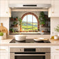 Kitchen Wallpaper 17.3x28 in Vineyard Window Herb Garden for Backsplash - color: Colorful1273