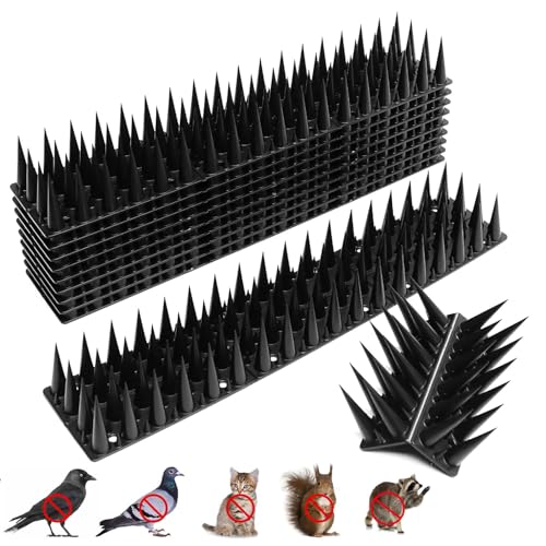 Bird Spikes, 10Packs 9.84 Ft Bird Deterrent Spikes Strips Bird Spikes for Small Birds Deterrent Spikes for Fences and Roof to Keep Birds Away (Black-10packs) - color: Black-10packs