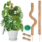 Moss Pole Monstera Plant Support, 2 Ft, 2 Pack Sustainable Coir Bendable Moss Pole Stakes, Plant Sticks for Climbing Vines, Pothos, Potted, Comes with Velcro Tape and Hemp Rope