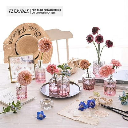 SUPMIND Glass Bud Vases Set, 12pcs Pink Small Flower Vases in Bulk - color: Pink, size: 12Pcs
