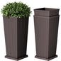 Devoko Resin 24'' Tall Planters, Large Taper Outdoor Planter - color: Brown, size: 24" With Trays