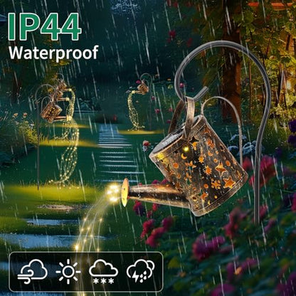 Solar Watering Can Lights Outdoor，Metal Hanging Garden Decor, Waterproof Solar Powered Lights for Patio, Lawn, Yard，Cute Outdoor Decoration for Mom, Grandma, Lady，Perfect Birthday Gift
