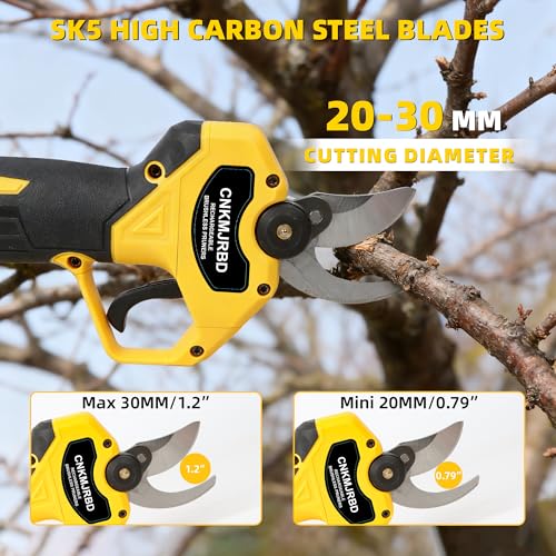 Pruning Shears Compatible with Dewalt 20V Battery,LCD Display SK5 Blades - color: Yellow