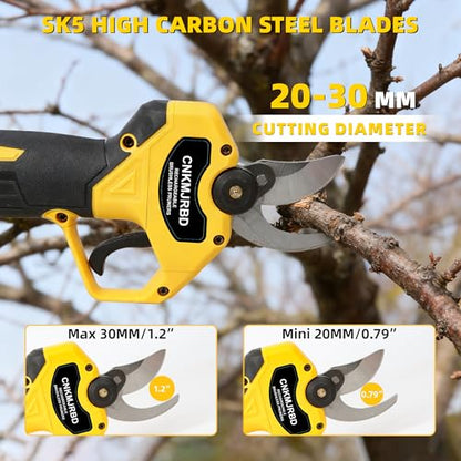 Pruning Shears Compatible with Dewalt 20V Battery,LCD Display SK5 Blades - color: Yellow